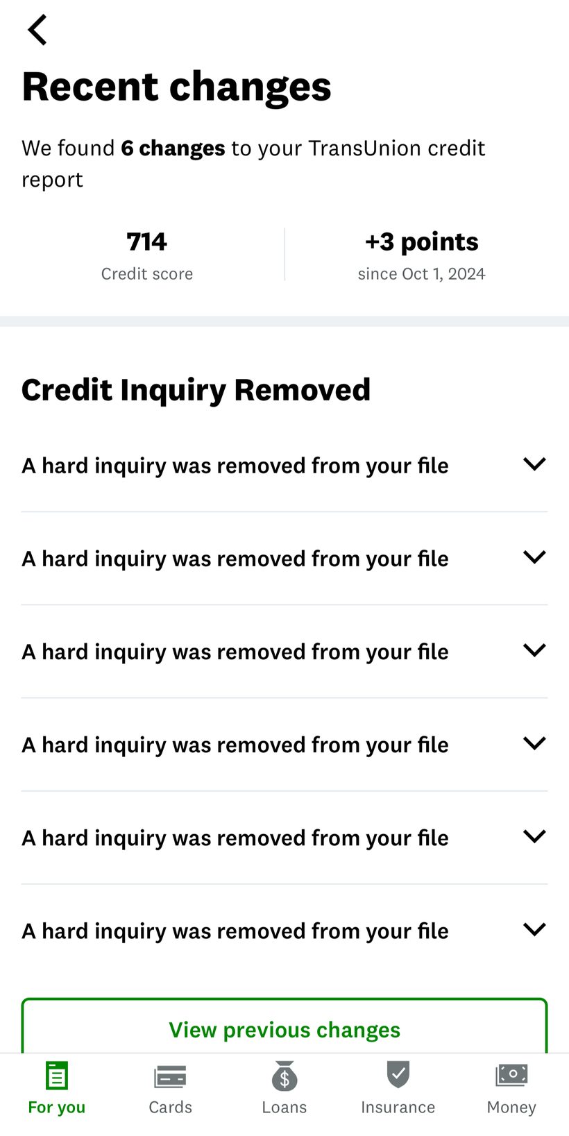 Multiple hard inquiries removed